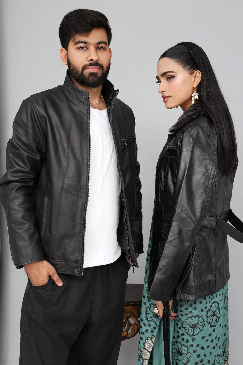 TAM-5 Matte Black Skipper Leather Jacket – Dual Collar Edition
